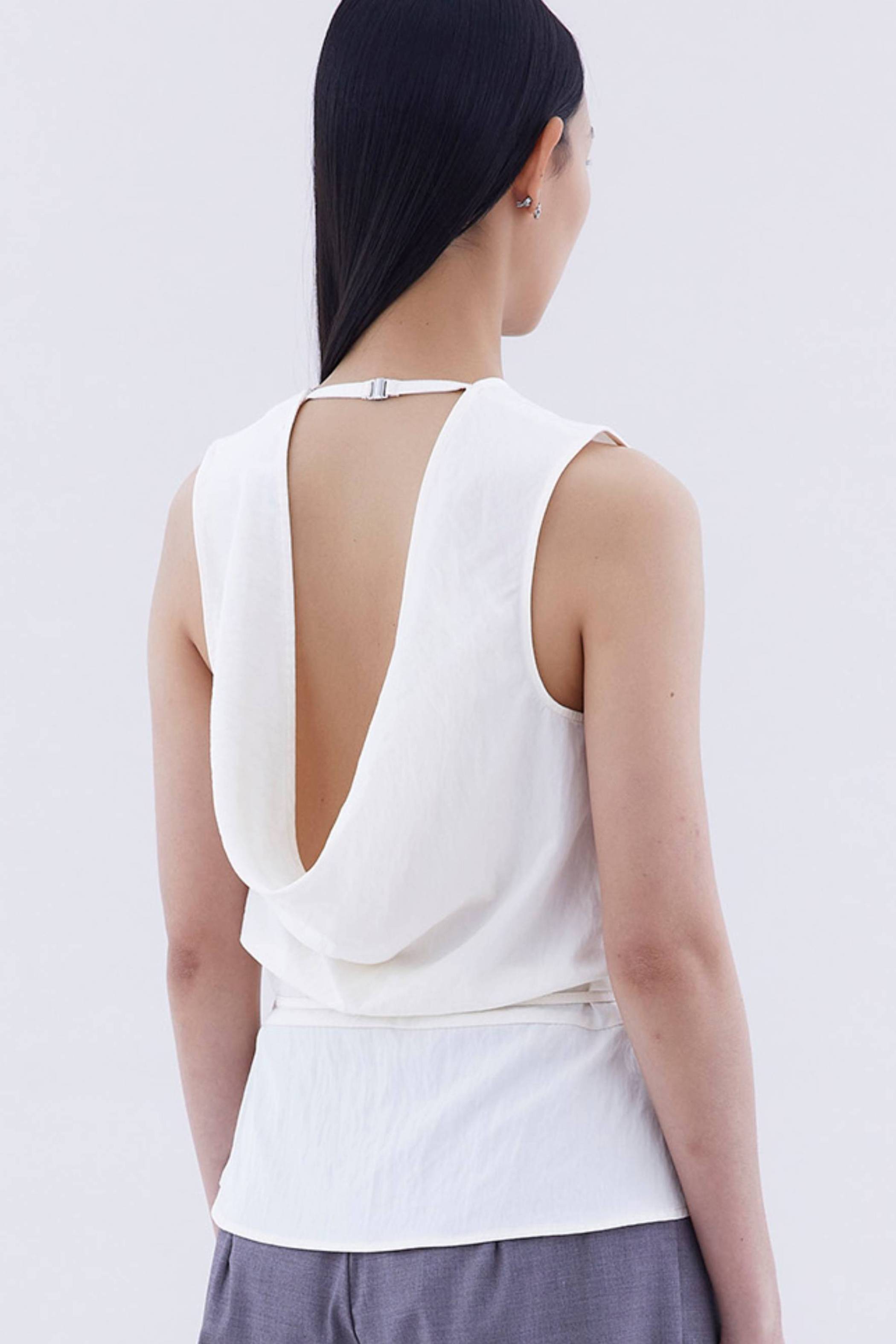 Meagan Open-Back Drape Top