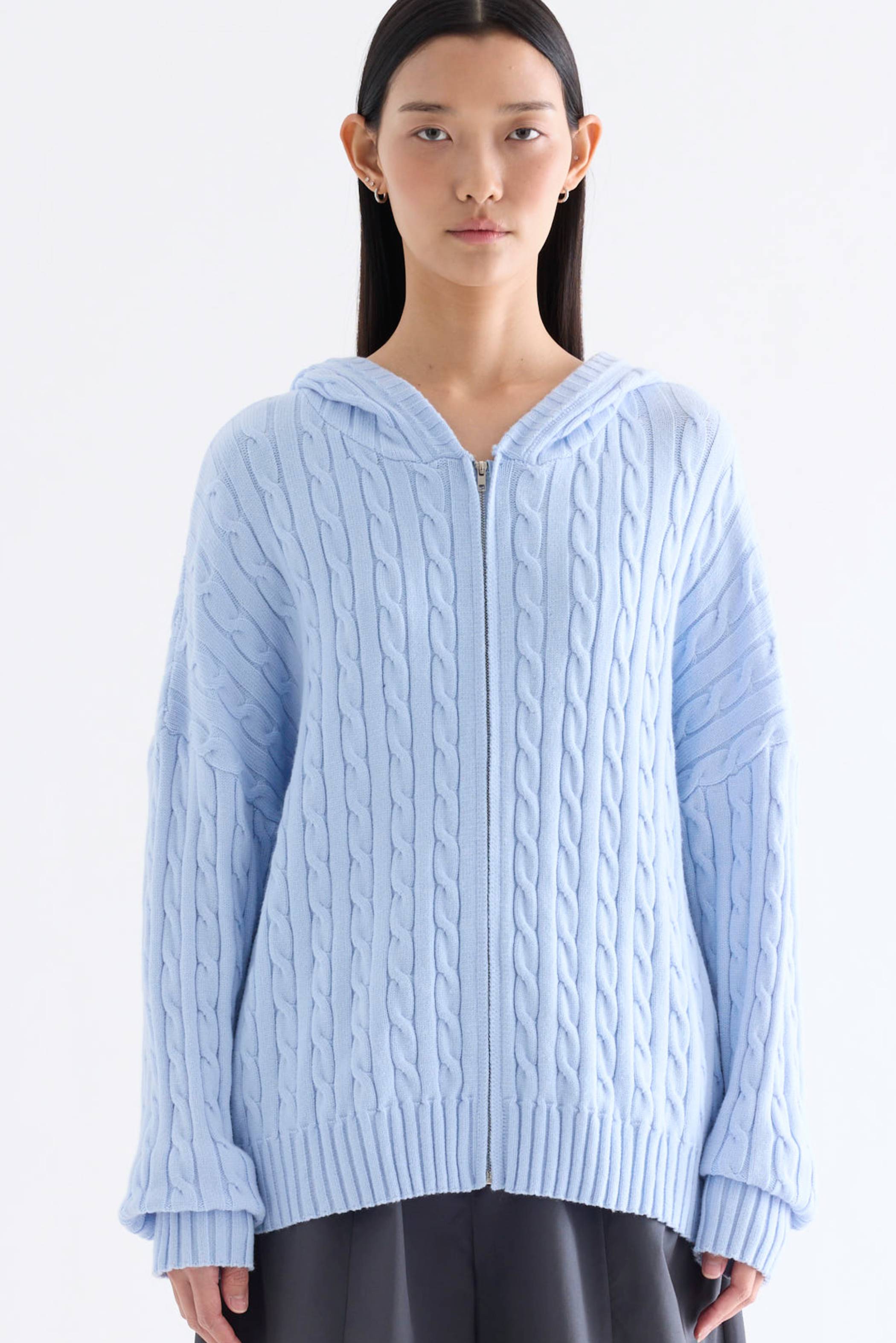 Sabrena Cable-Knit Zip-Up Hoodie