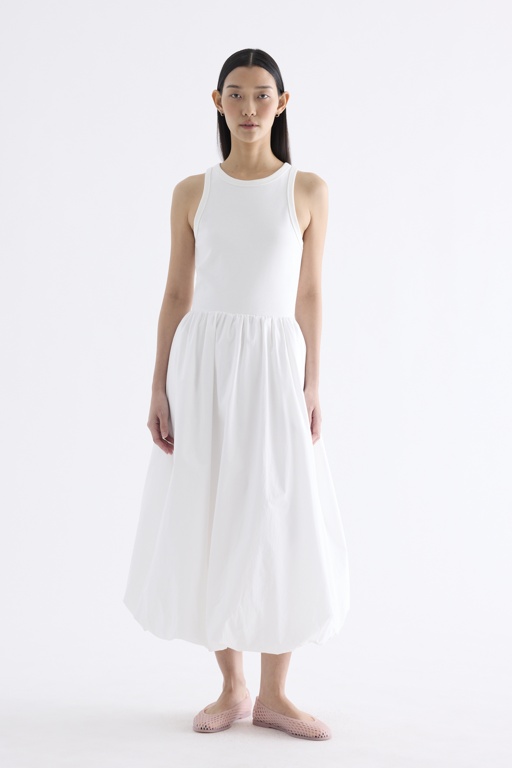 Maisy Ribbon-Tie Balloon Dress