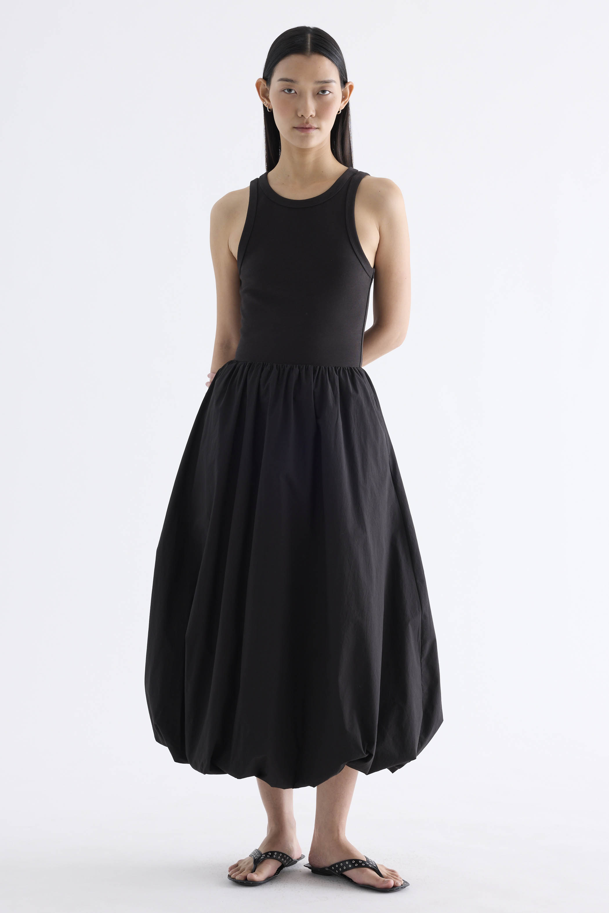 Maisy Ribbon-Tie Balloon Dress