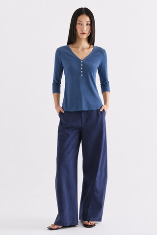 Evie Half Button Long Sleeve Top