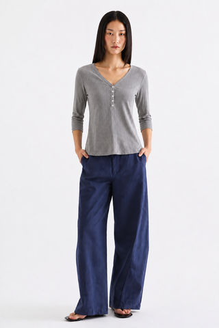 Evie Half Button Long Sleeve Top