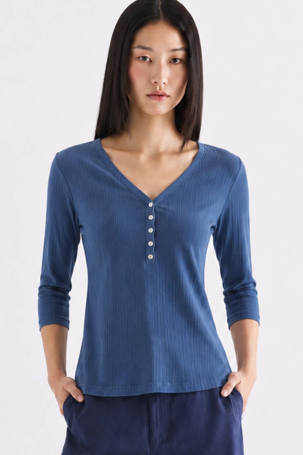 Evie Half Button Long Sleeve Top