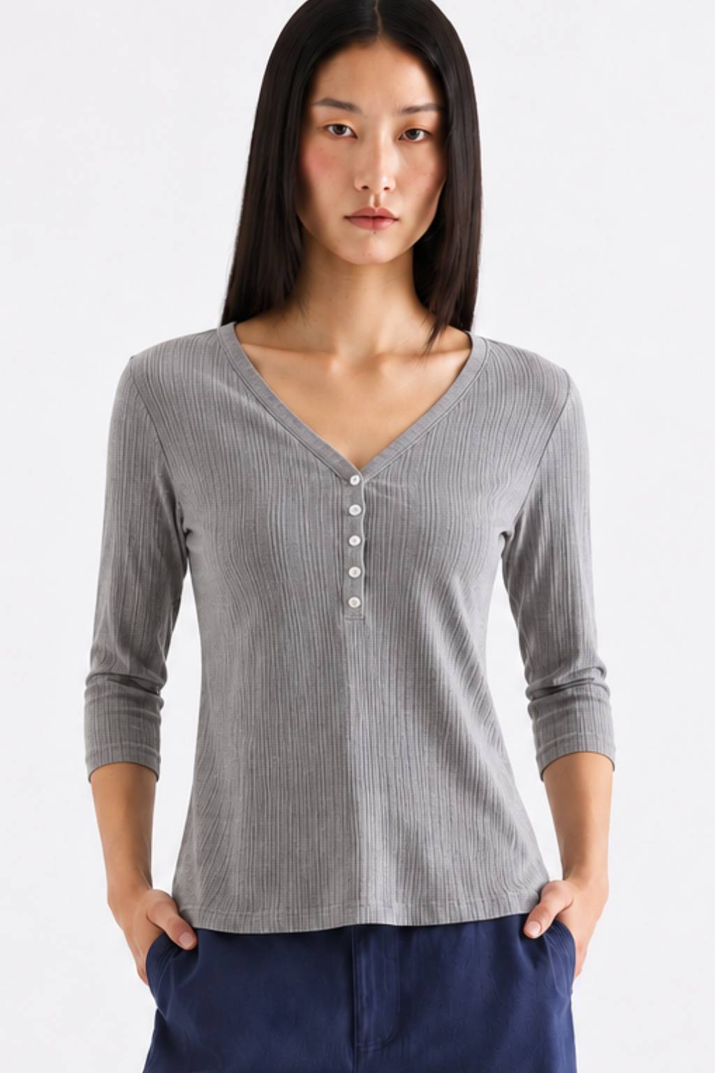 Evie Half Button Long Sleeve Top