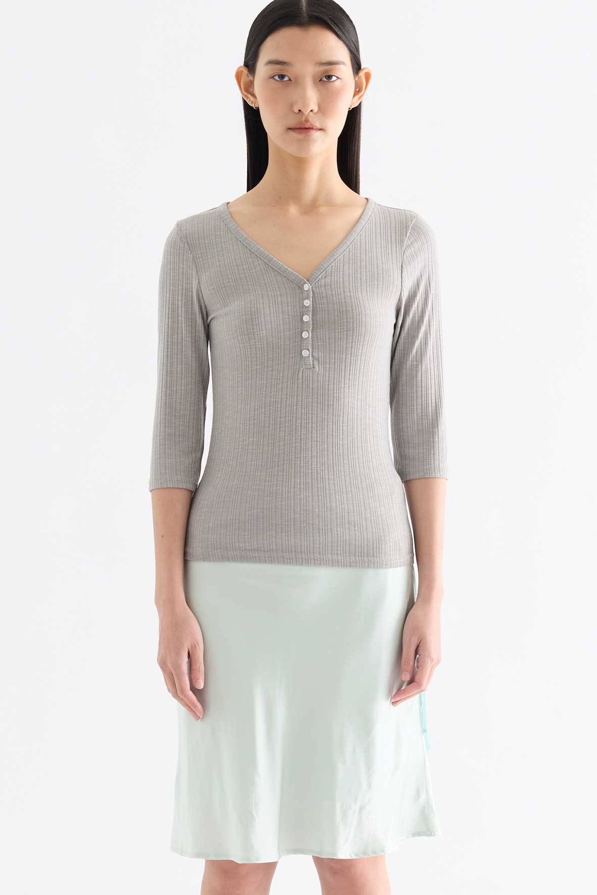 Evie Half Button Long Sleeve Top