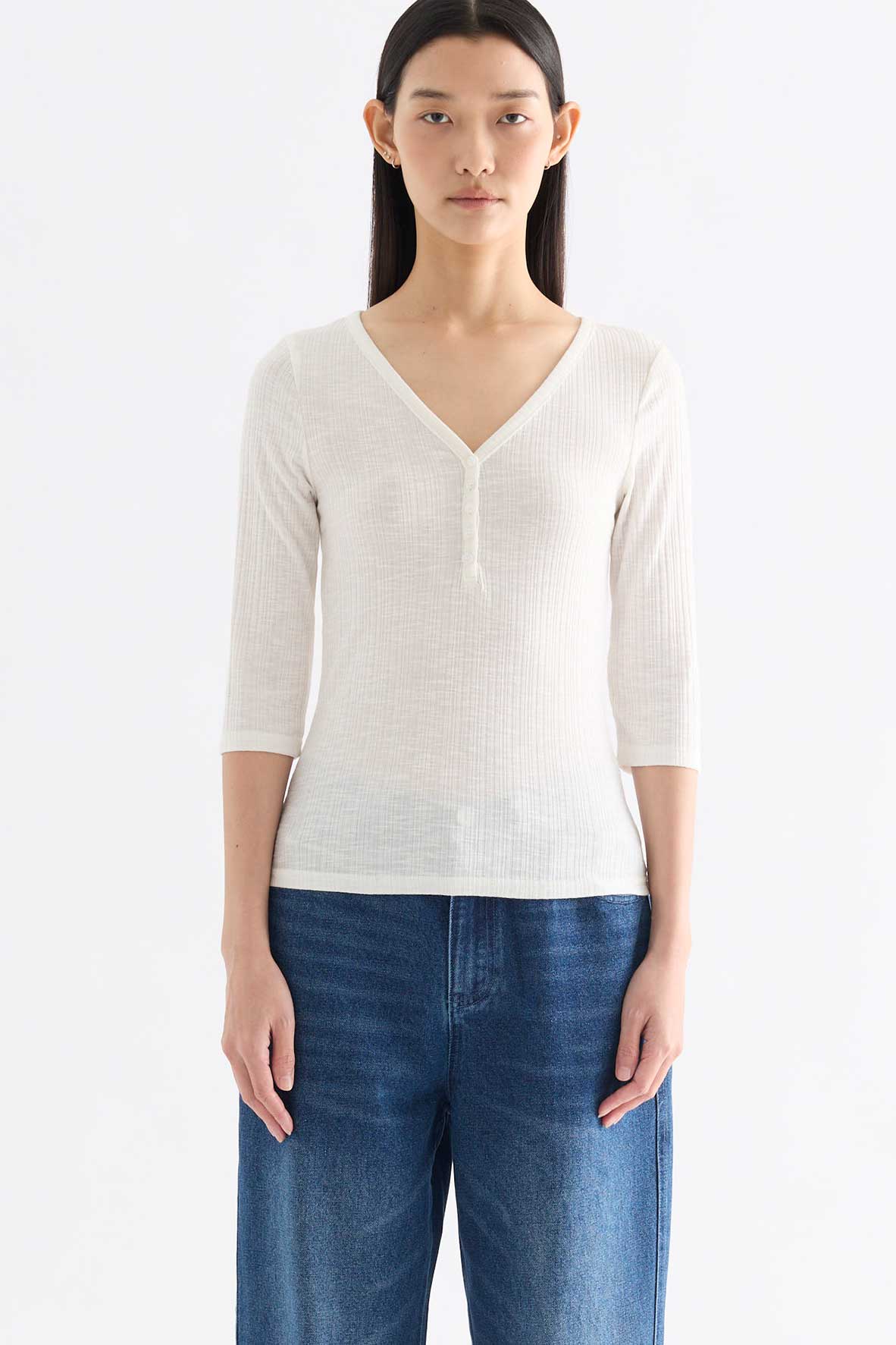 Evie Half Button Long Sleeve Top