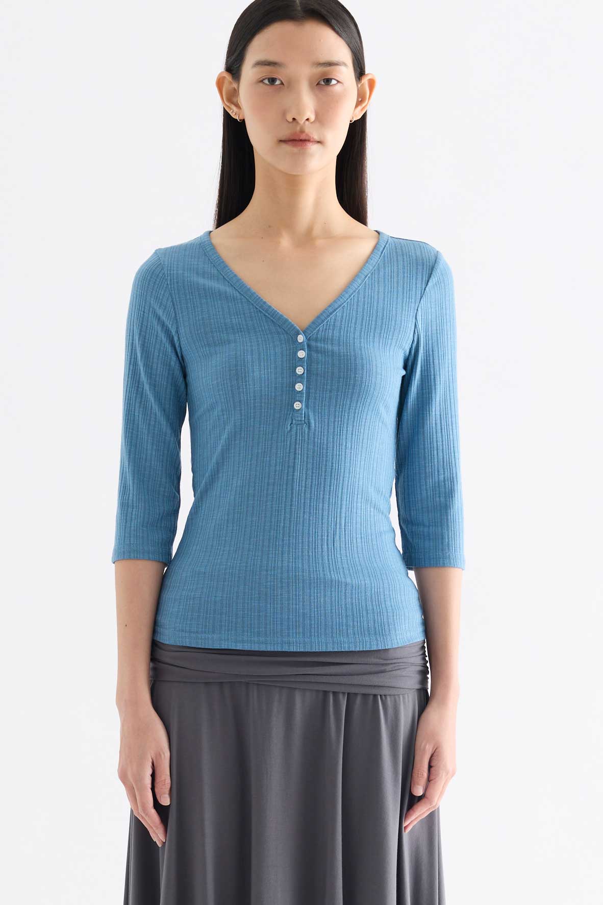 Evie Half Button Long Sleeve Top