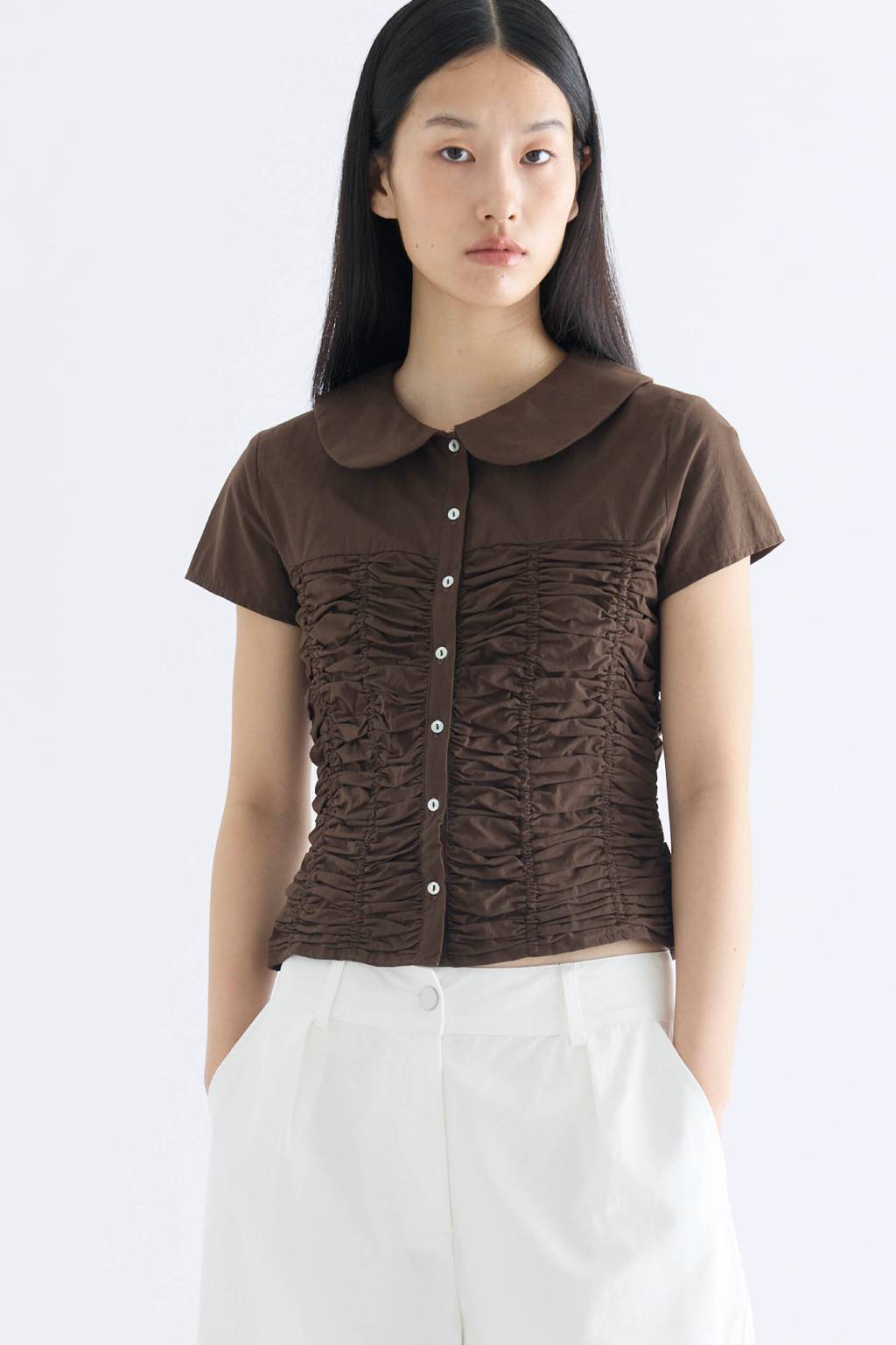 Rosie Peterpan-Collar Ruch Blouse