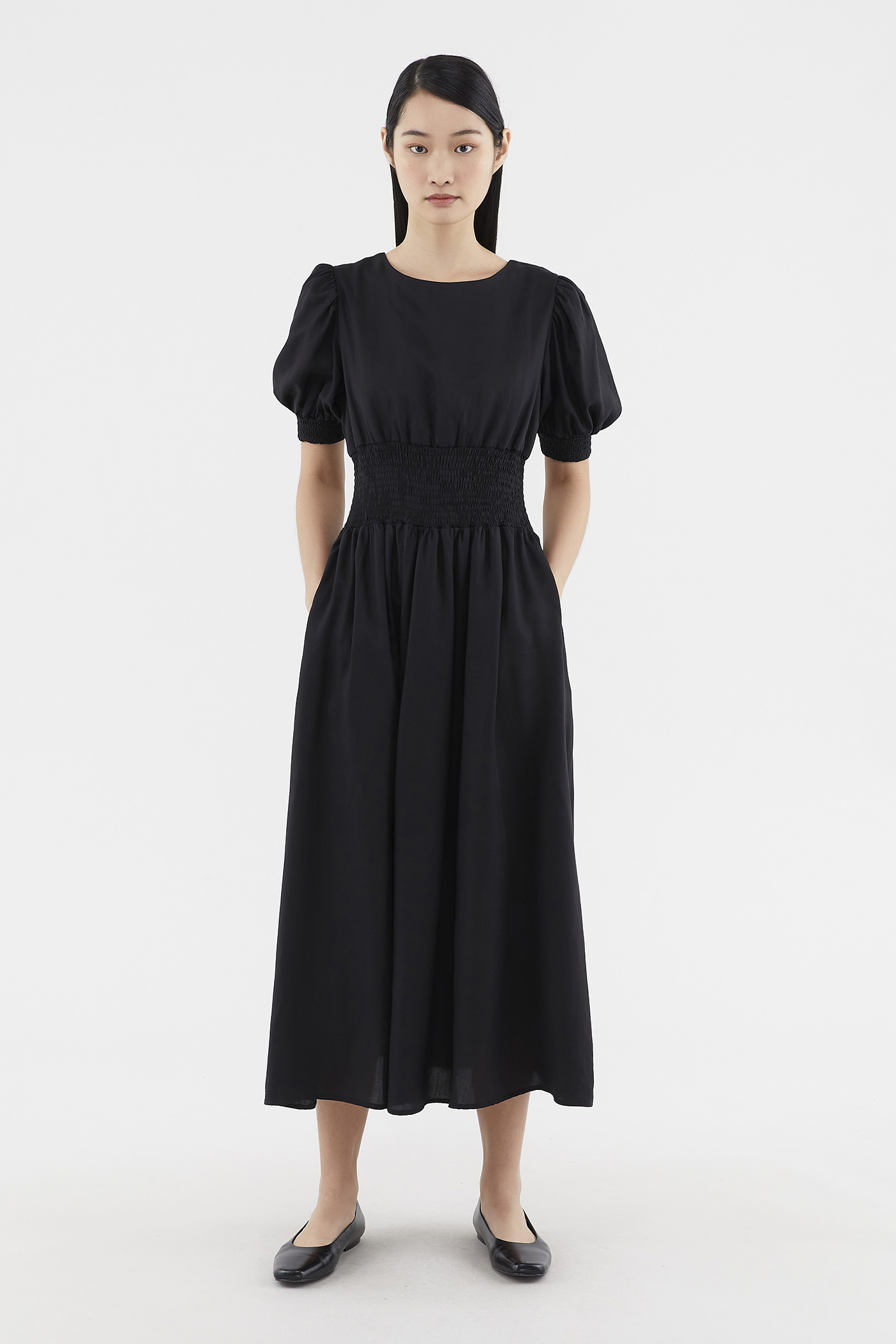 Brenna Shirred Midi Dress 