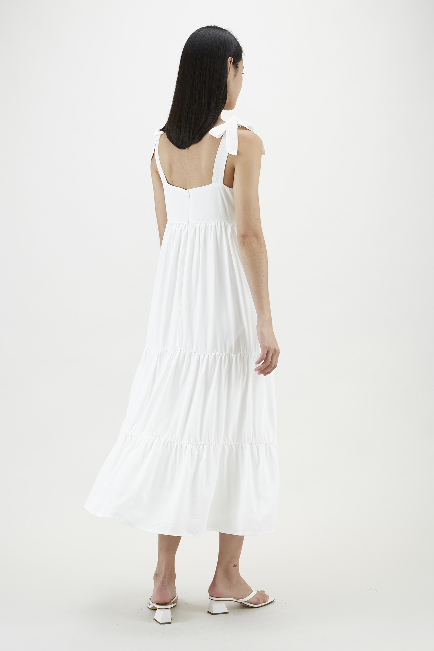 Greeta Tie-Strap Tiered Dress