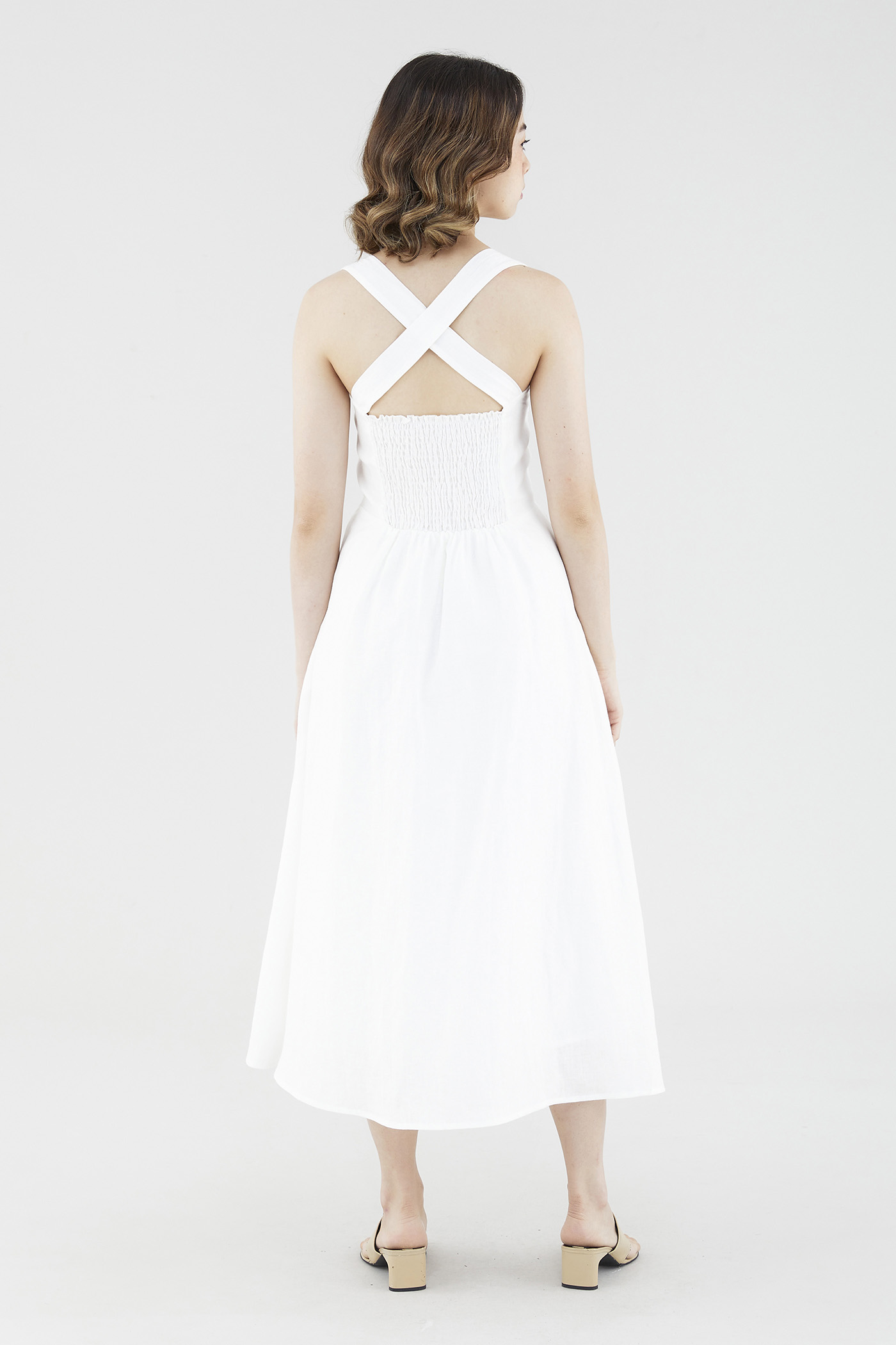 Brigitta Linen Pleated Dress