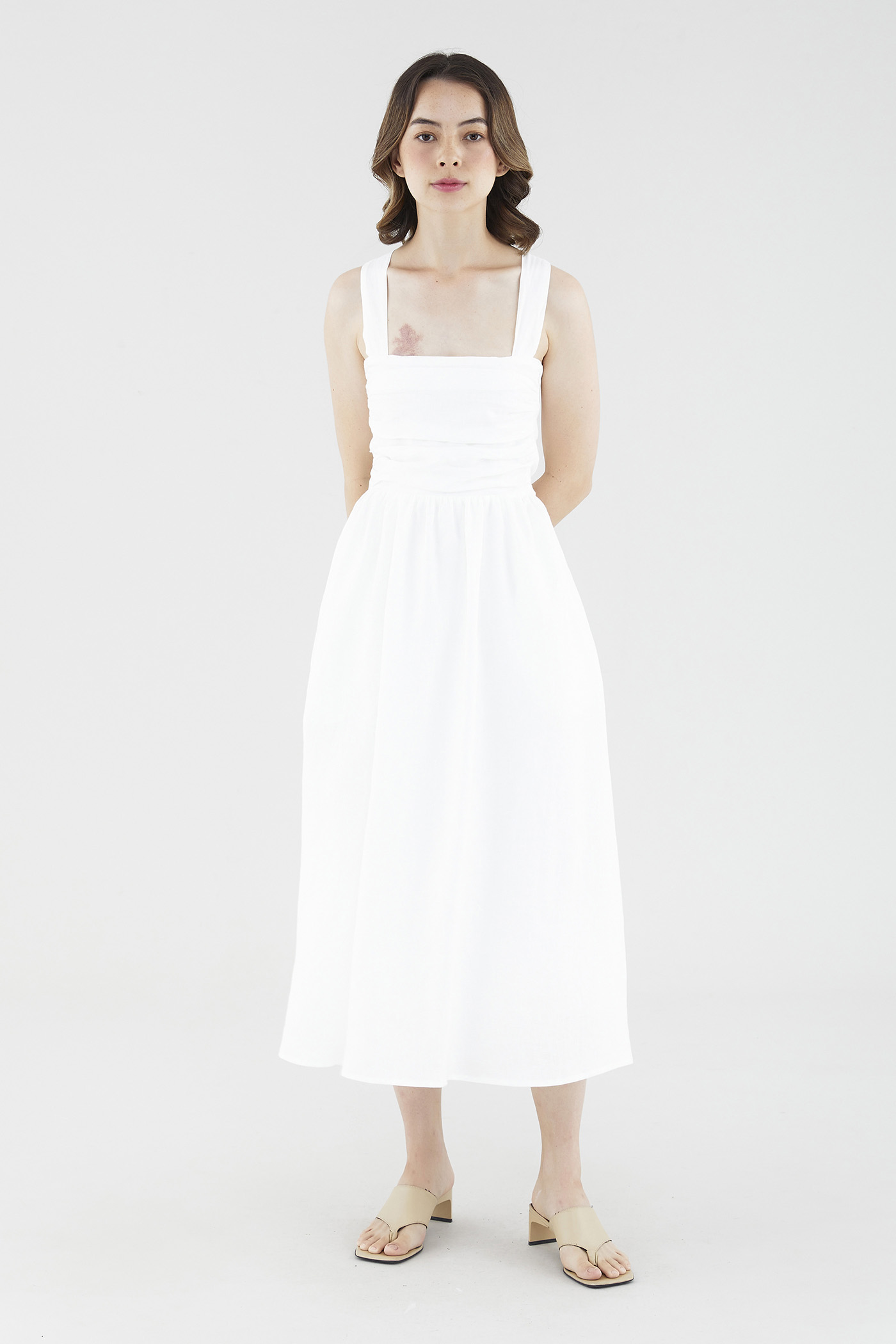 Brigitta Linen Pleated Dress