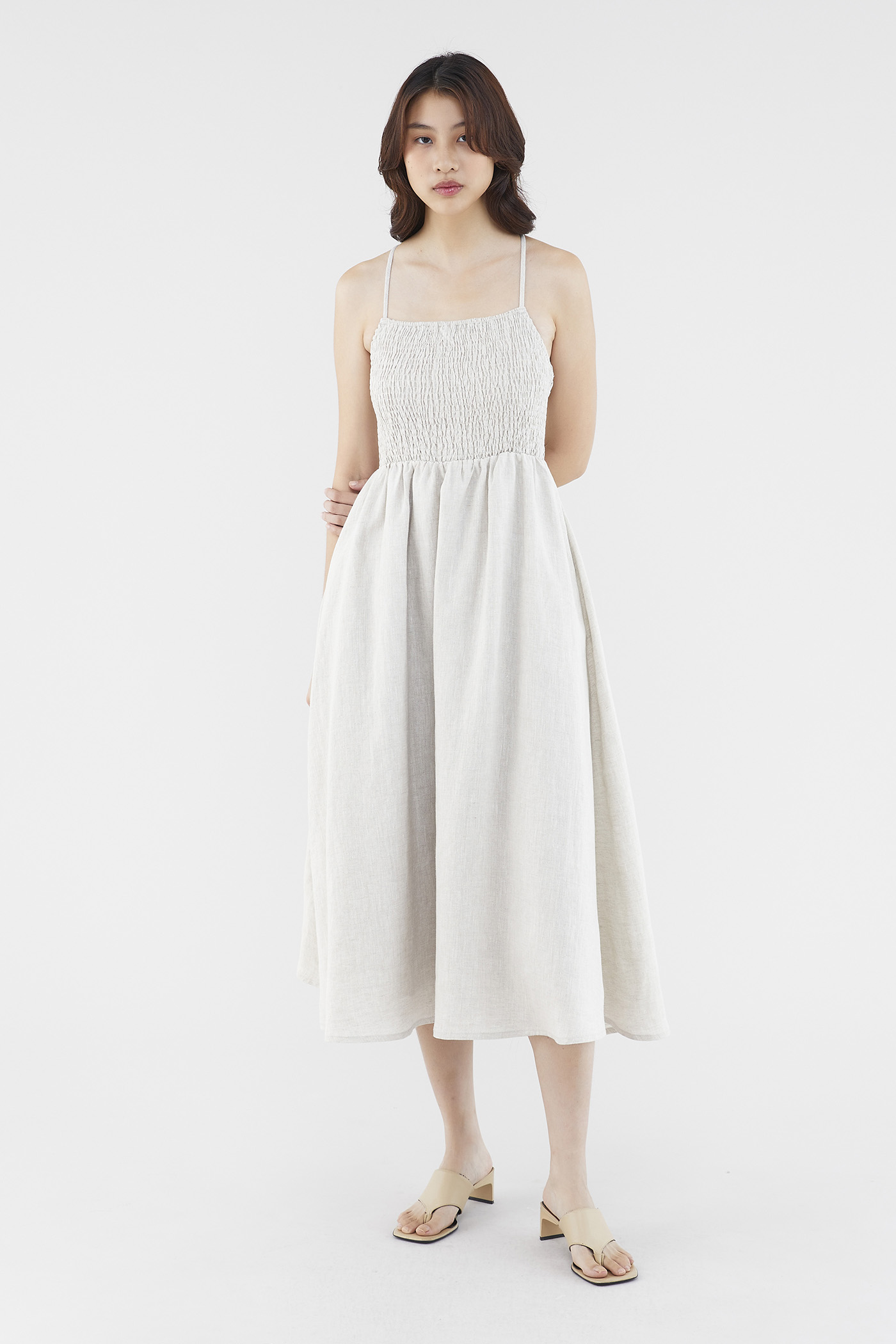 Zelda Linen Cross-Back Dress