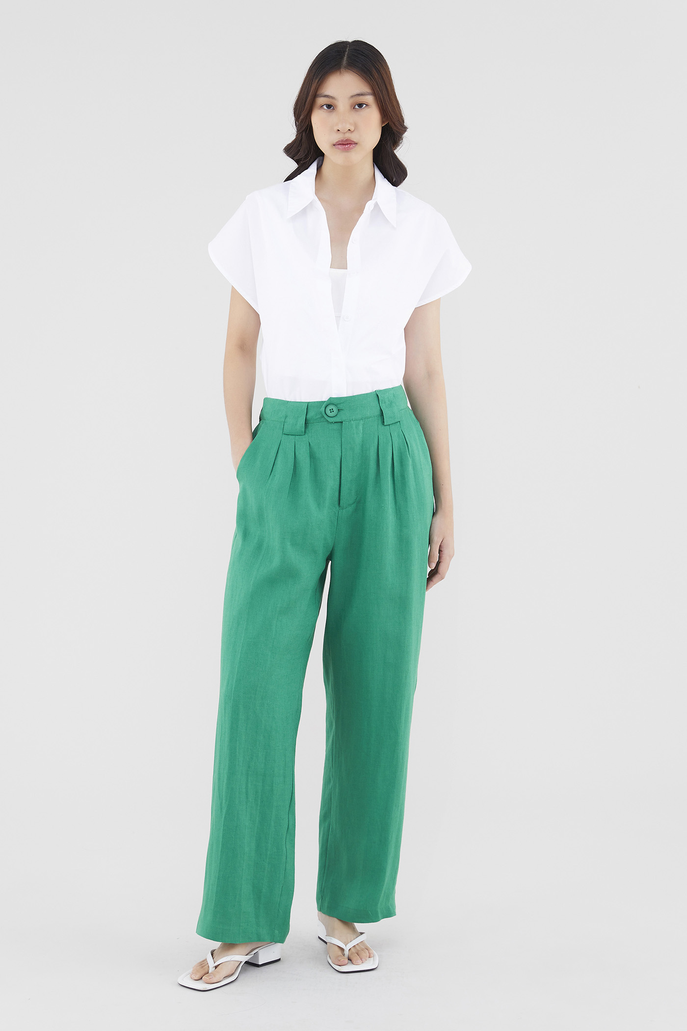 Valeria Linen Pleated Pants