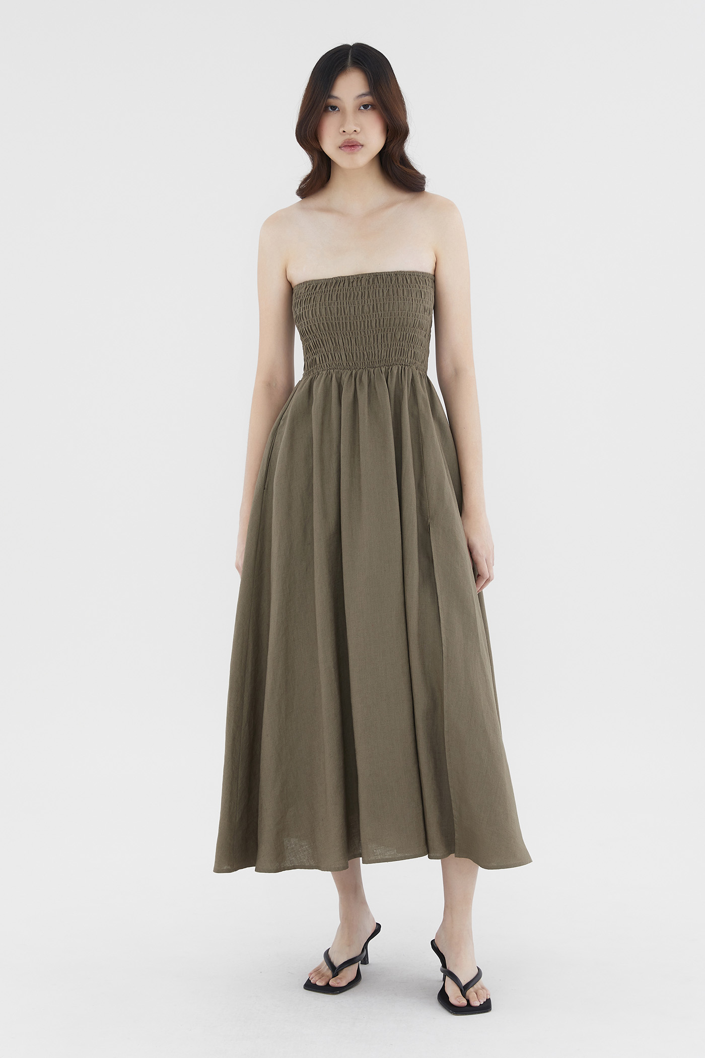 Rylene Linen Shirred Tube Dress