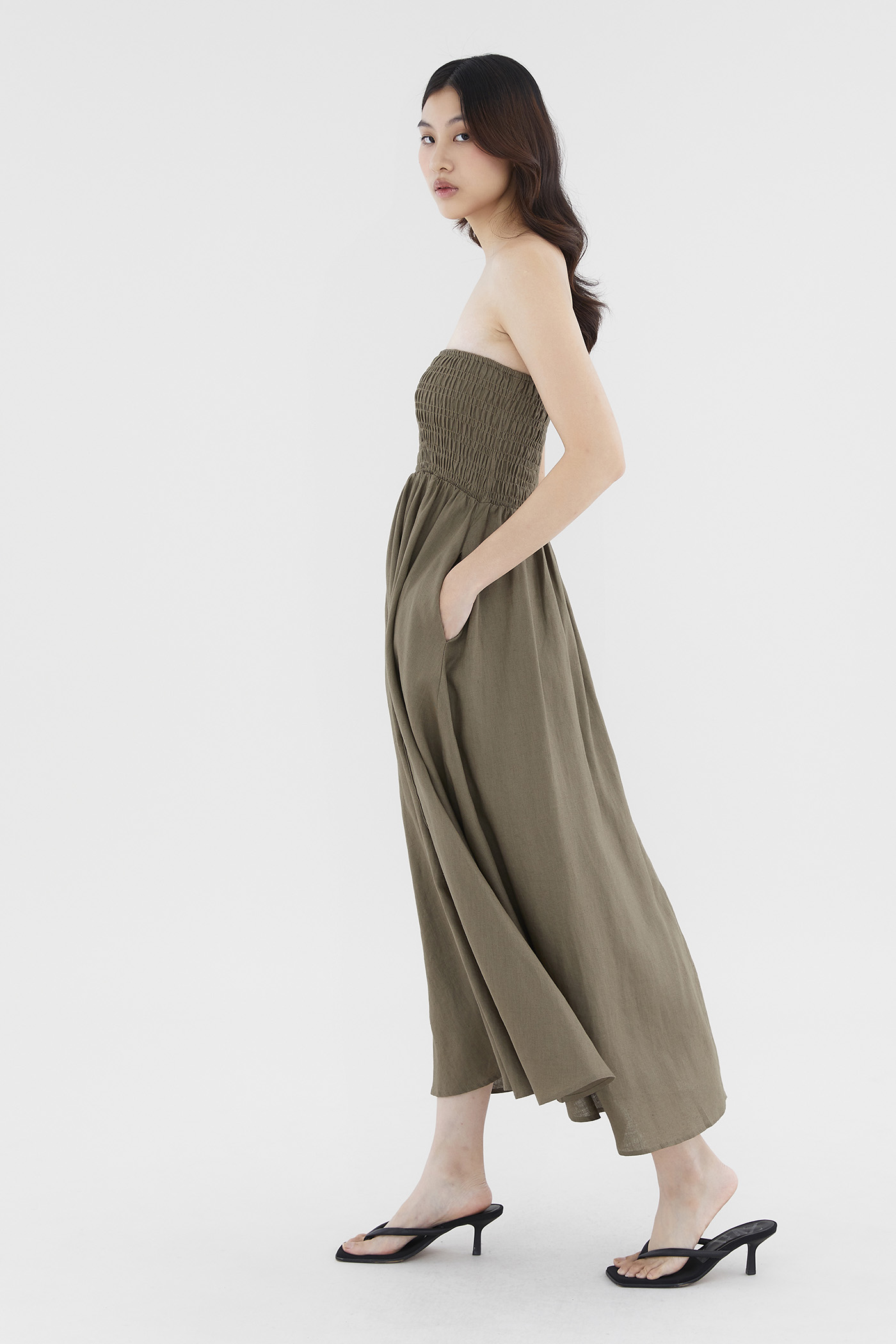 Rylene Linen Shirred Tube Dress