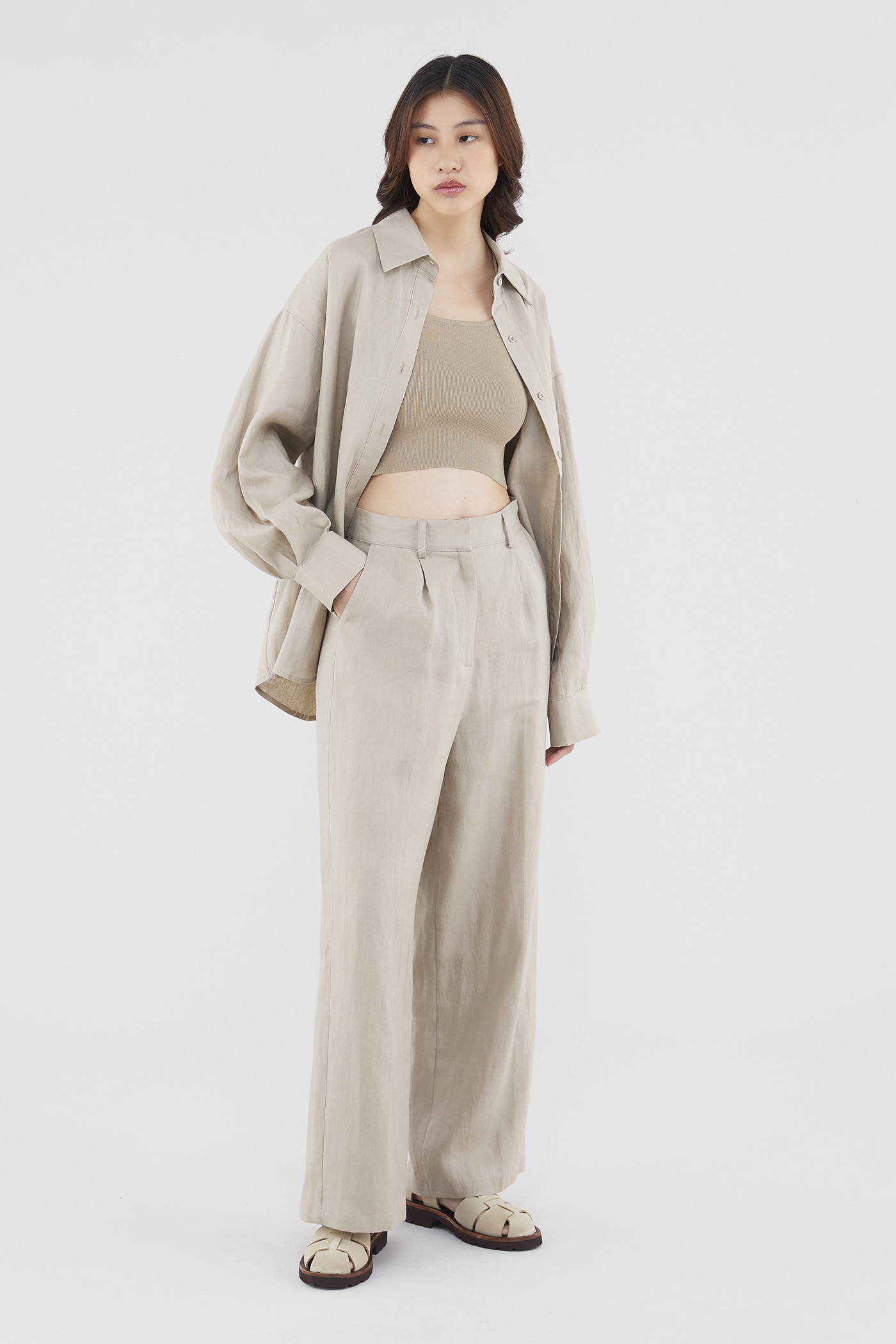 Mildred Linen Wide-Leg Pants