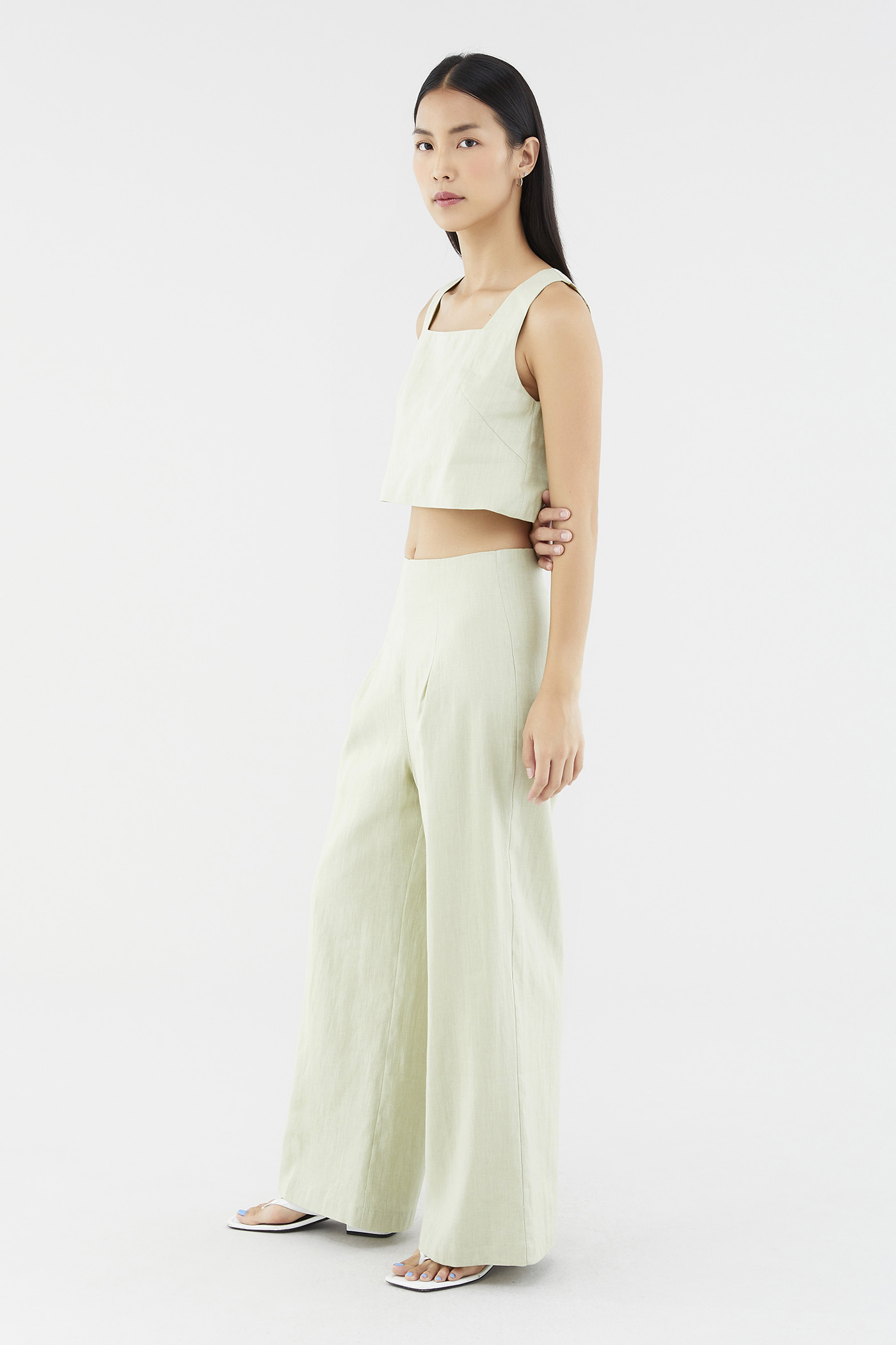 Mabel Linen Mid-Rise Wide Leg Pants