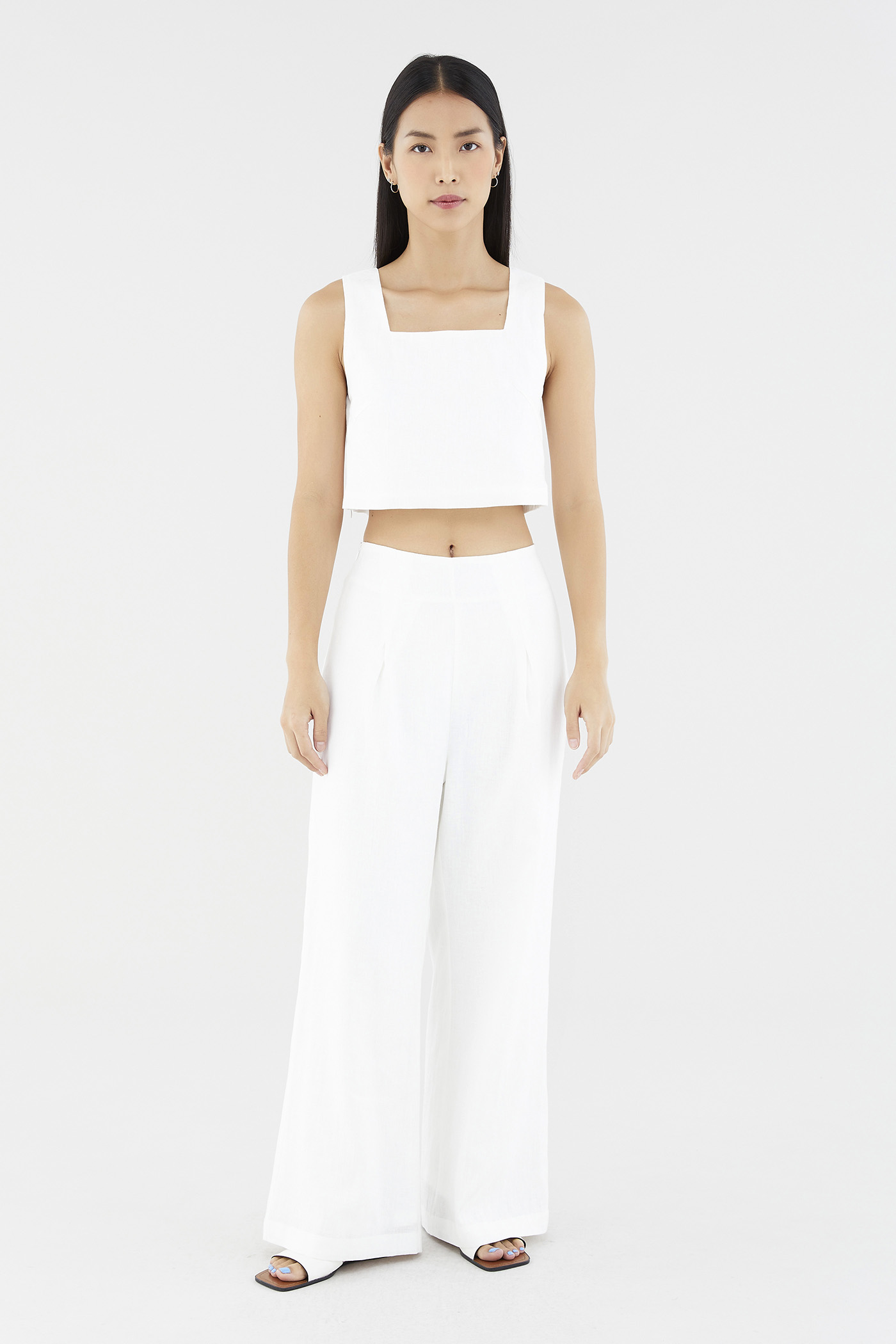 Mabel Linen Mid-Rise Wide Leg Pants