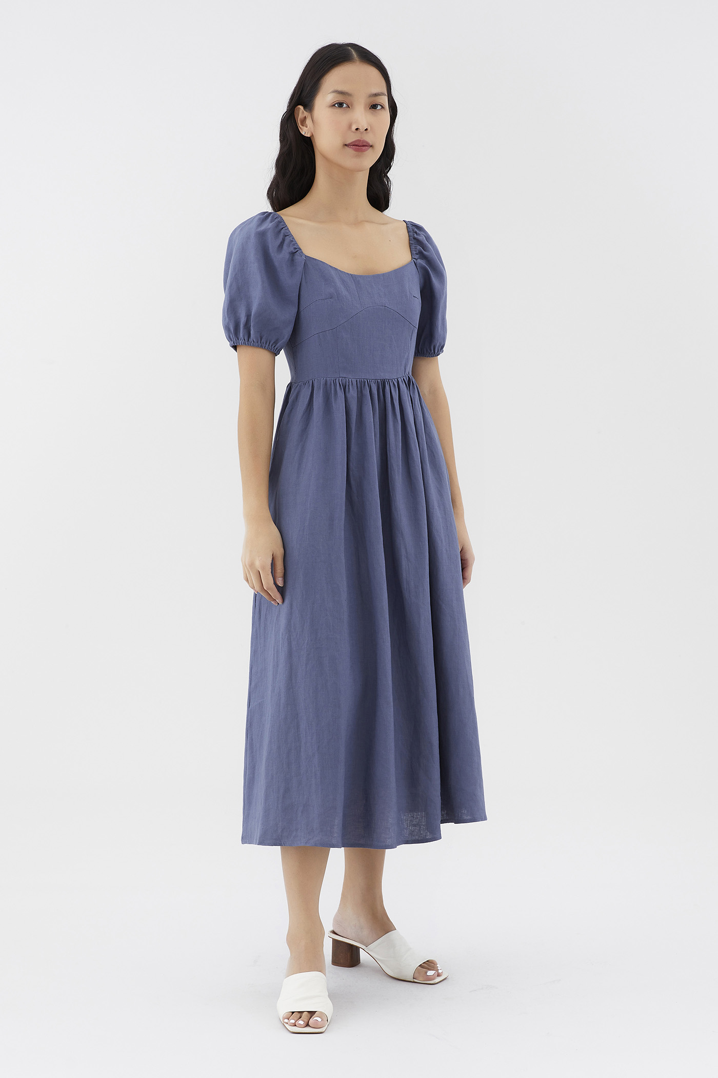 Emblair Linen Puff Sleeve Dress