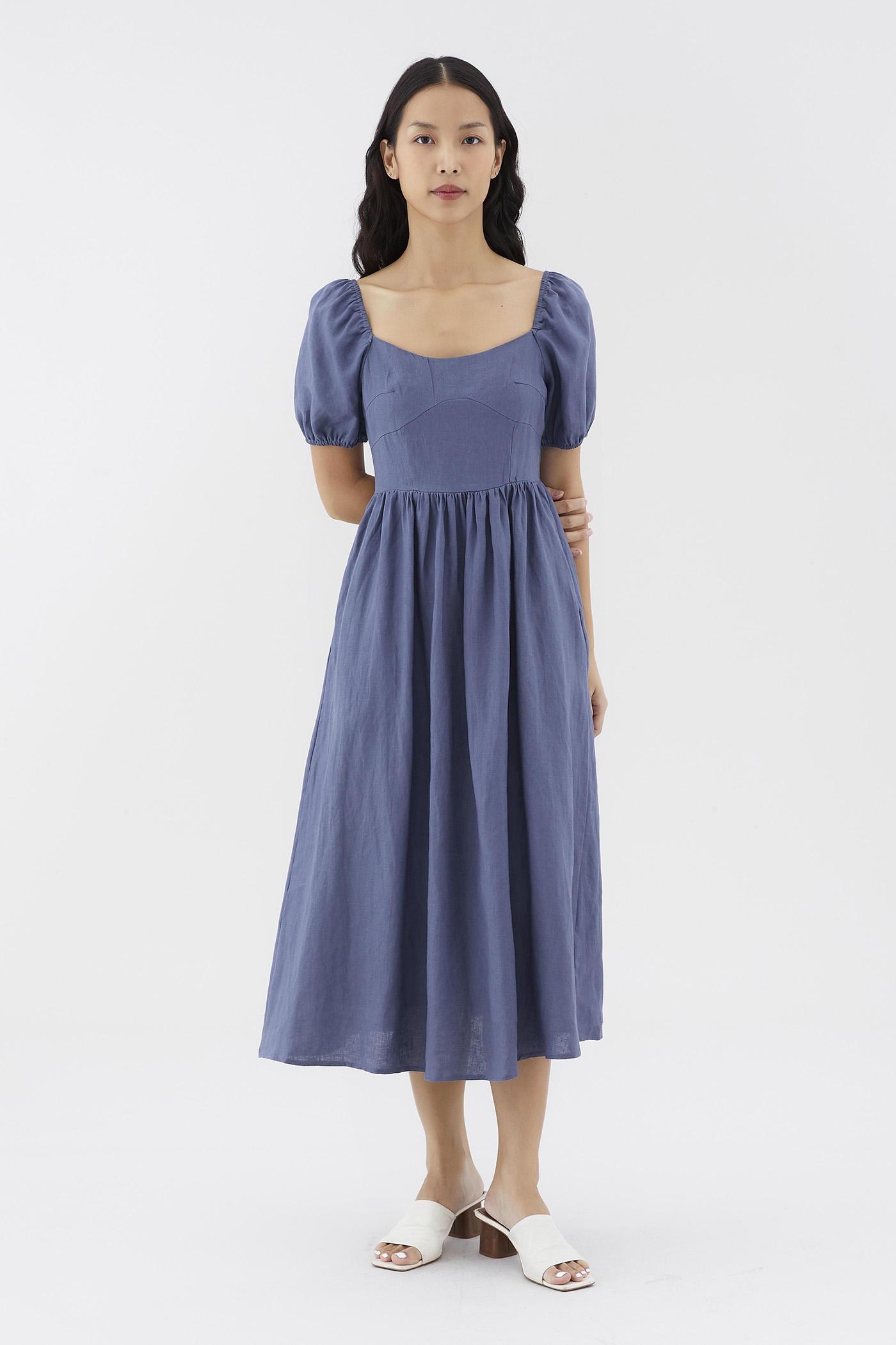 Emblair Linen Puff Sleeve Dress