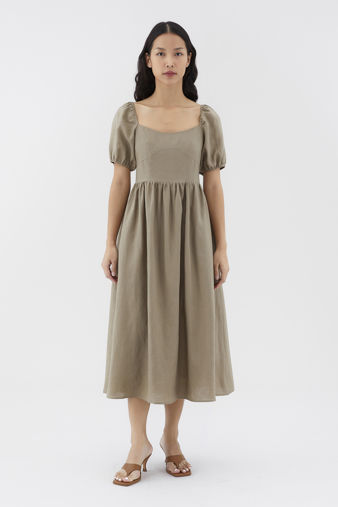 Emblair Linen Puff Sleeve Dress