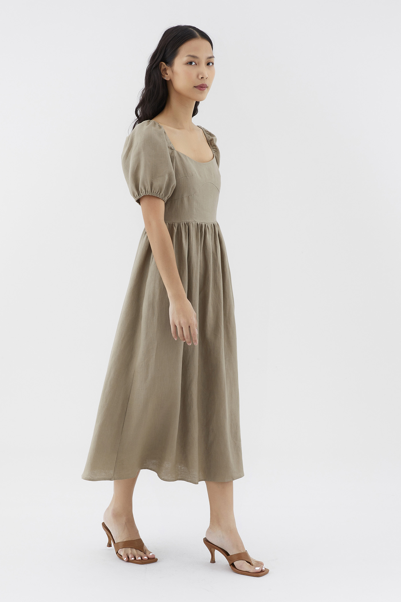 Emblair Linen Puff Sleeve Dress