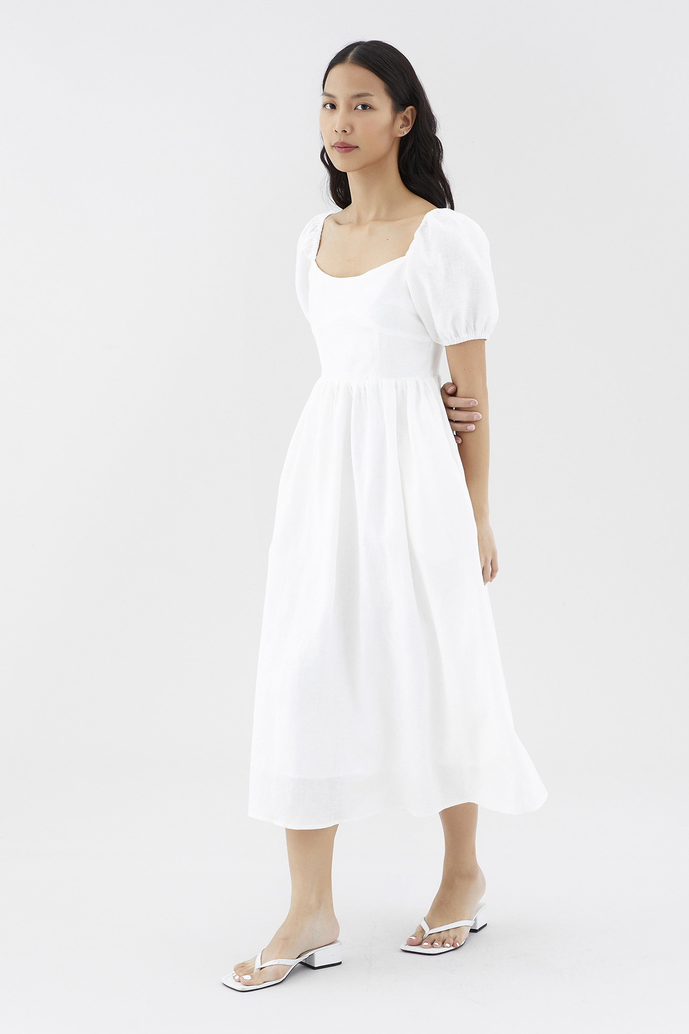 Emblair Linen Puff Sleeve Dress