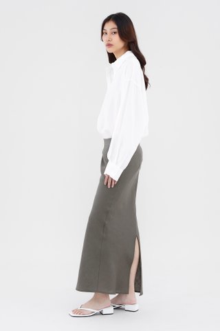 Haremi Linen Low-Rise Slip Skirt