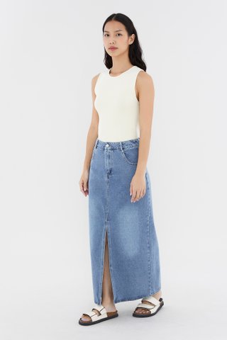 Noulette Denim Front Slit Skirt