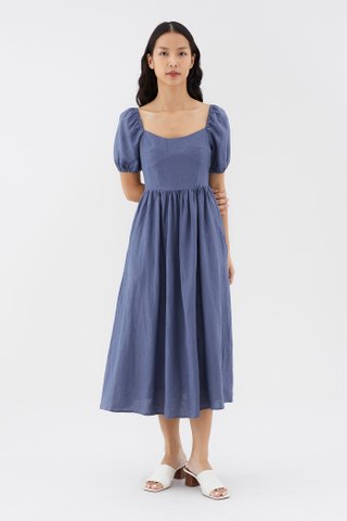 Emblair Linen Puff Sleeve Dress