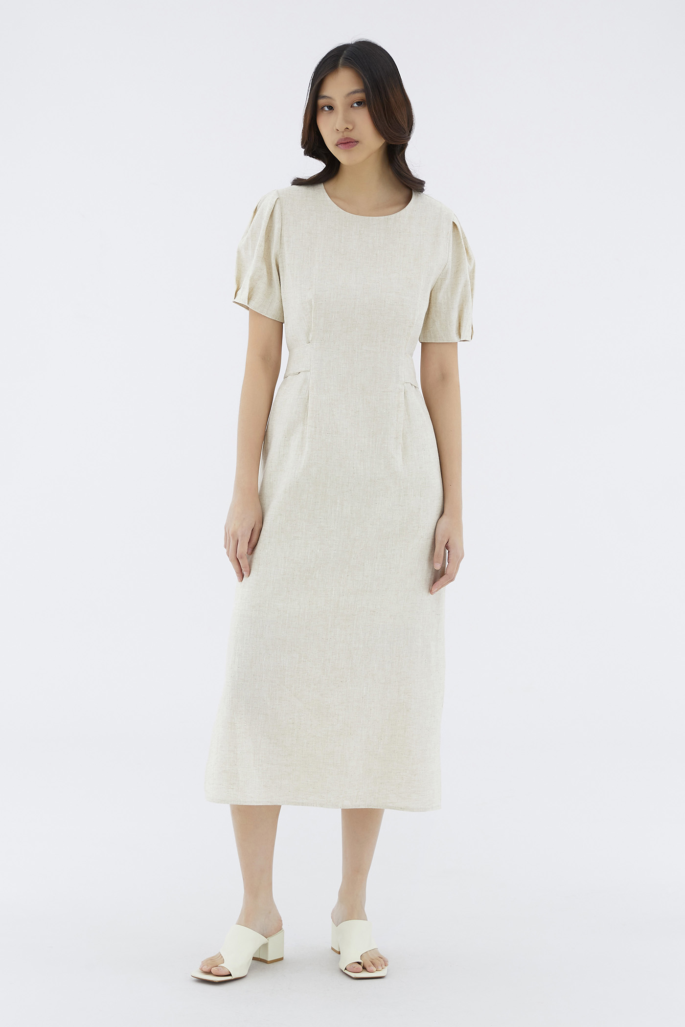 Nately Linen Strap-Tie Dress