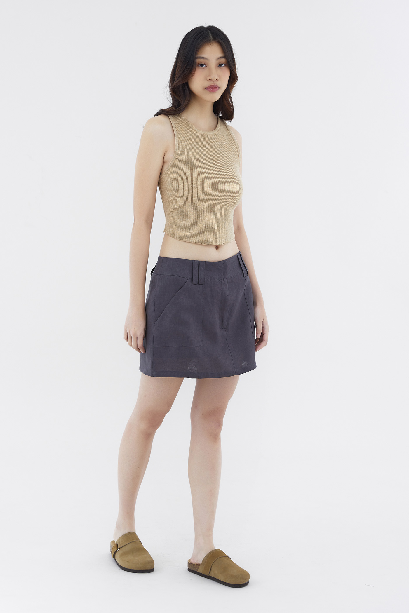 Vanrell Linen Low-Rise Skirt