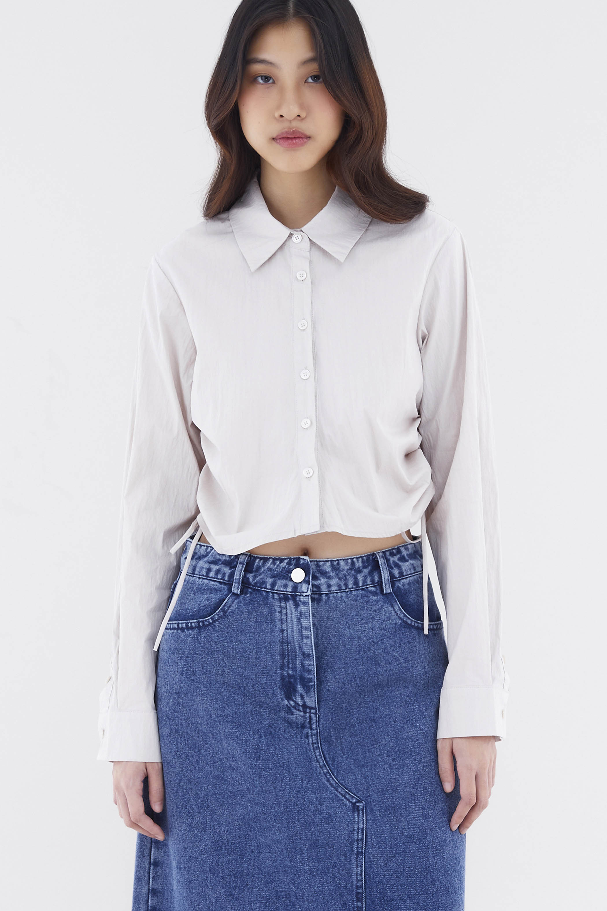 Elowen Side-Ruch Crop Shirt