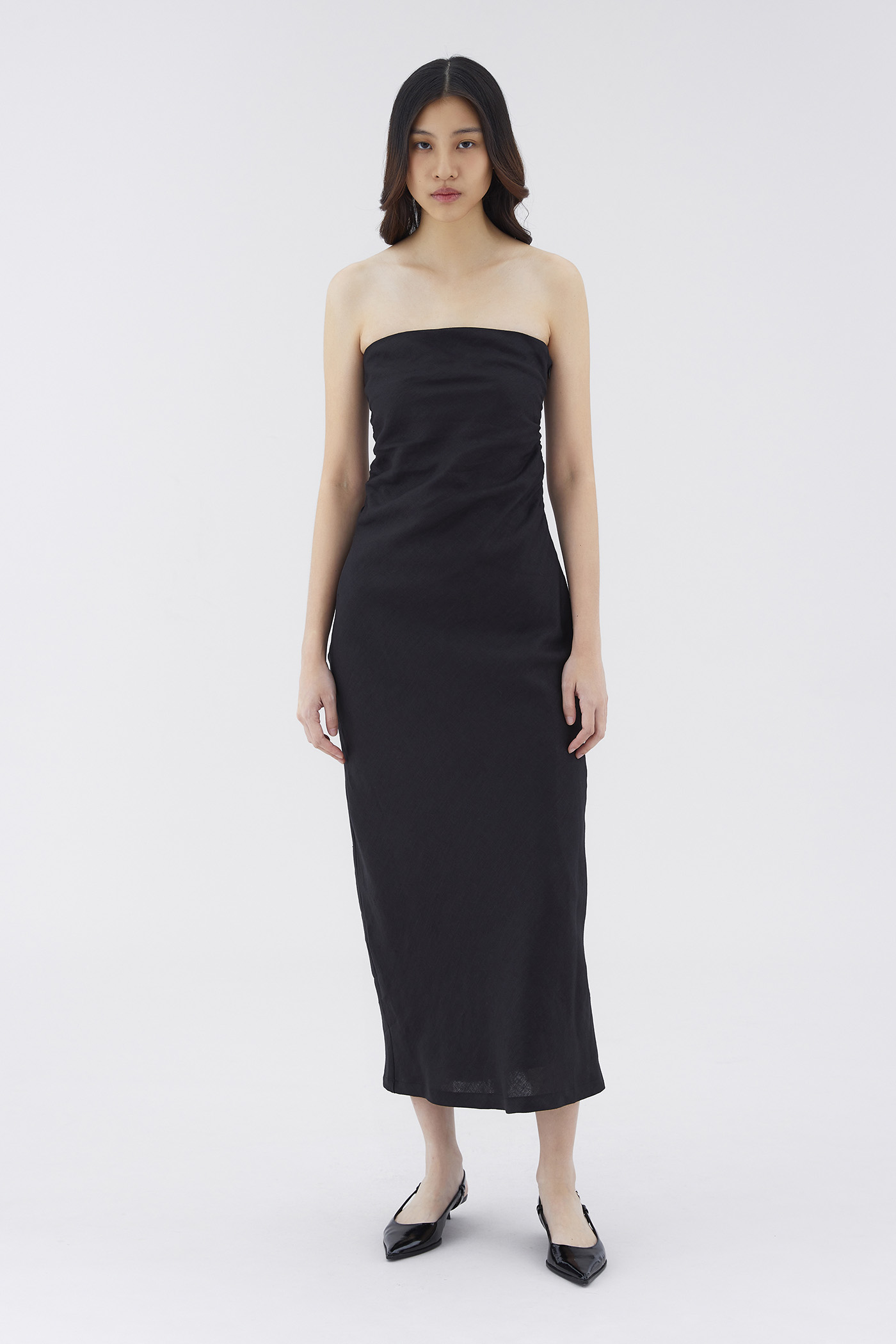 Sherley Linen Ruch Tube Dress