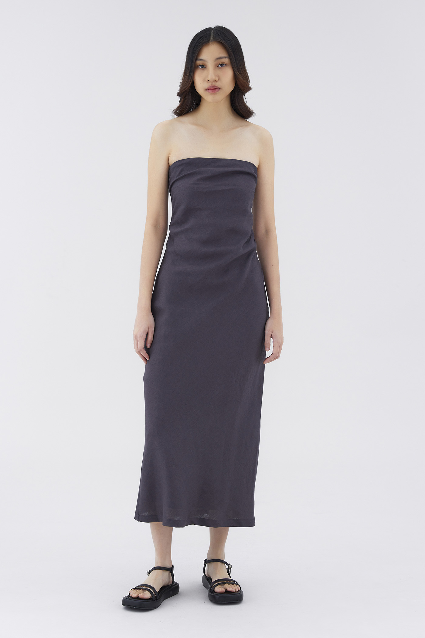 Sherley Linen Ruch Tube Dress