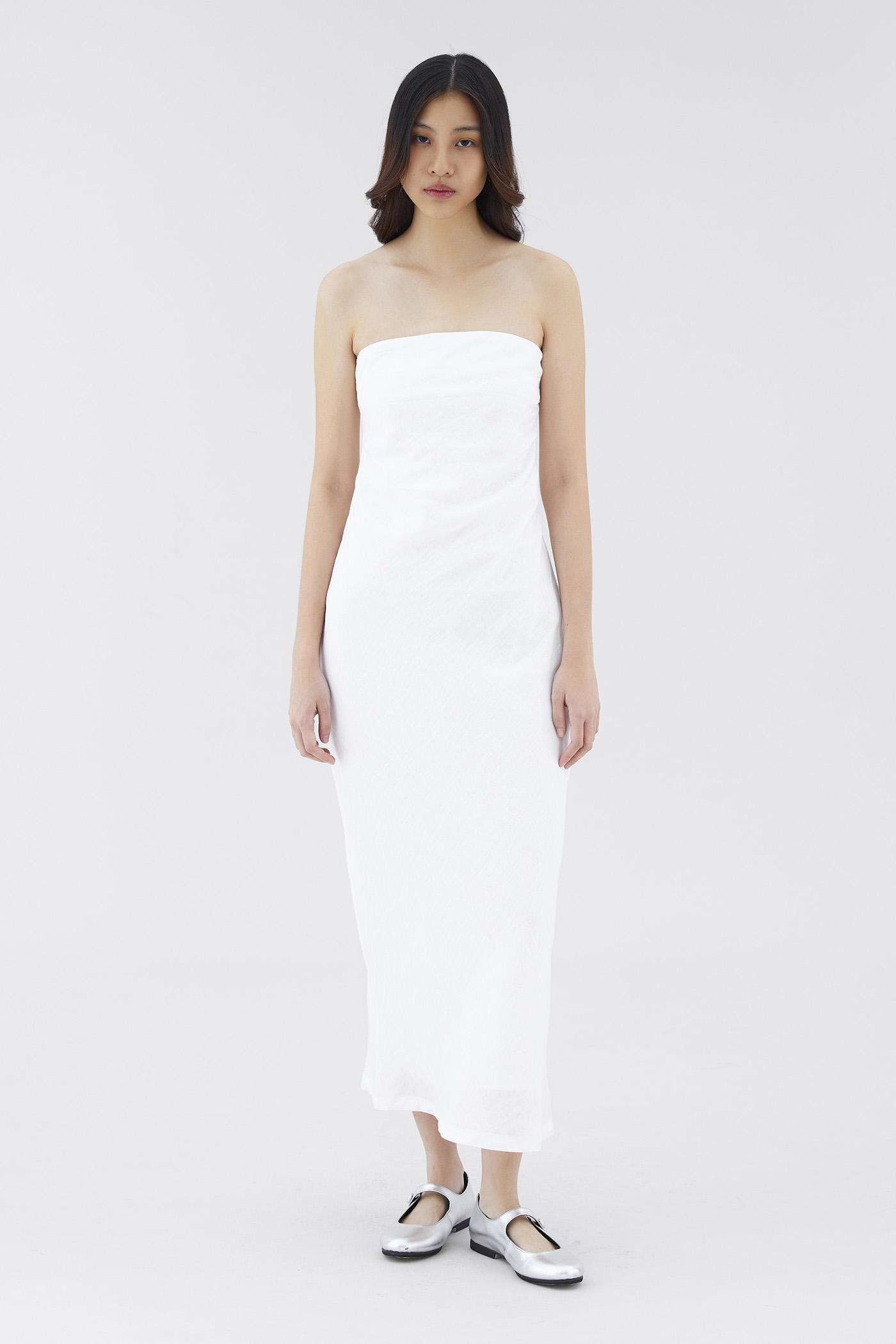 Sherley Linen Ruch Tube Dress