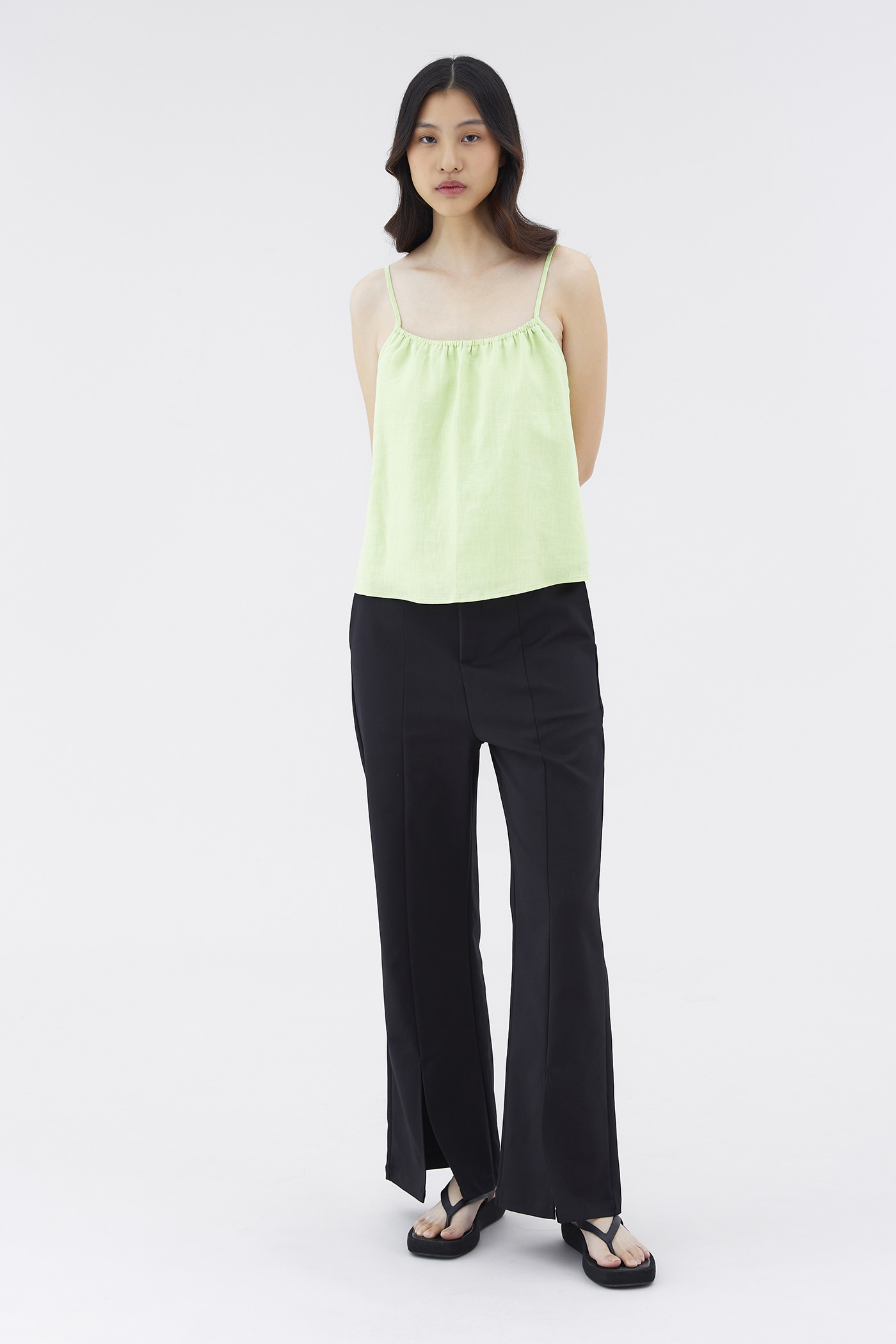 Zenia Mid-Rise Slit Pants