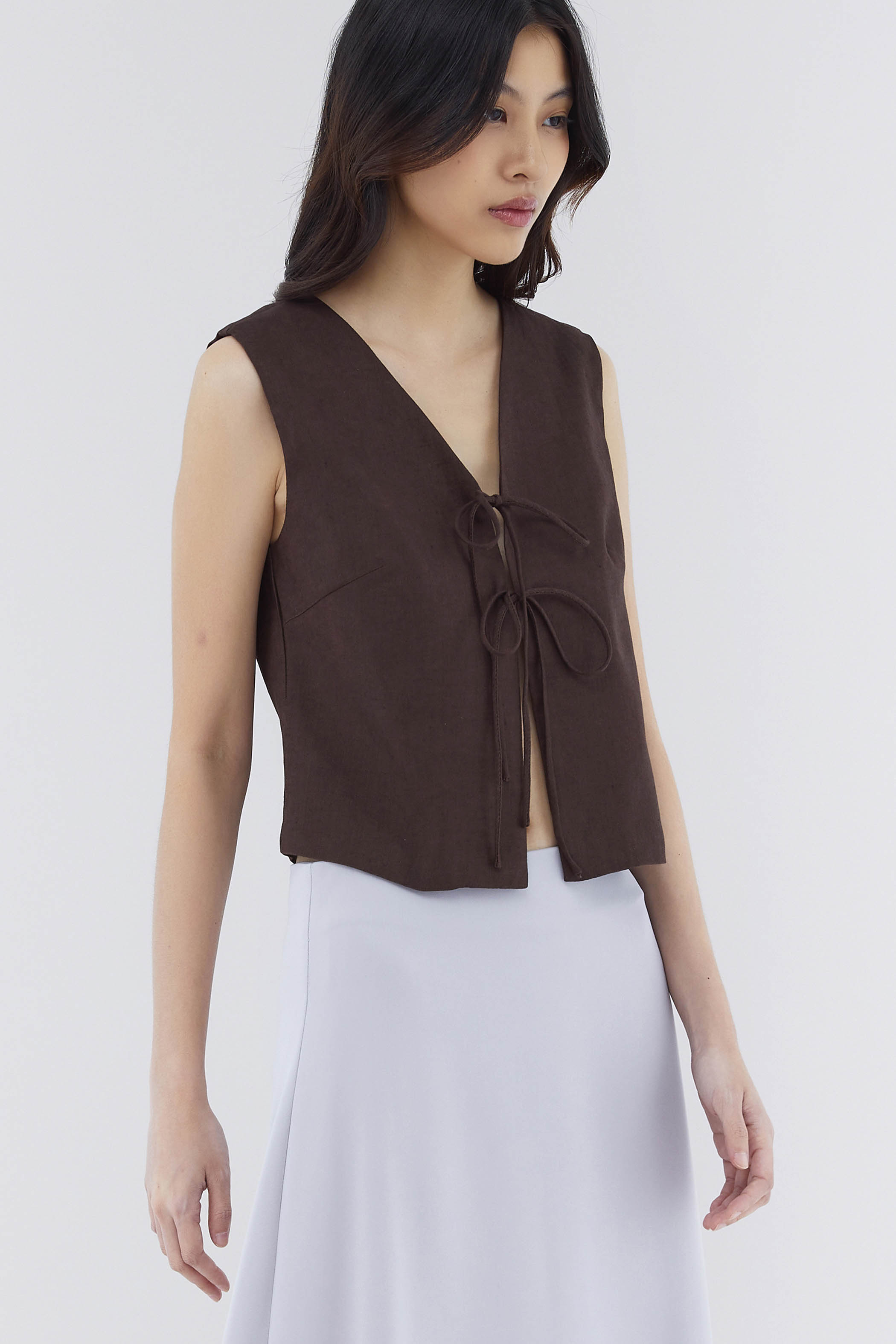 Ellendra Linen Front Tie Top