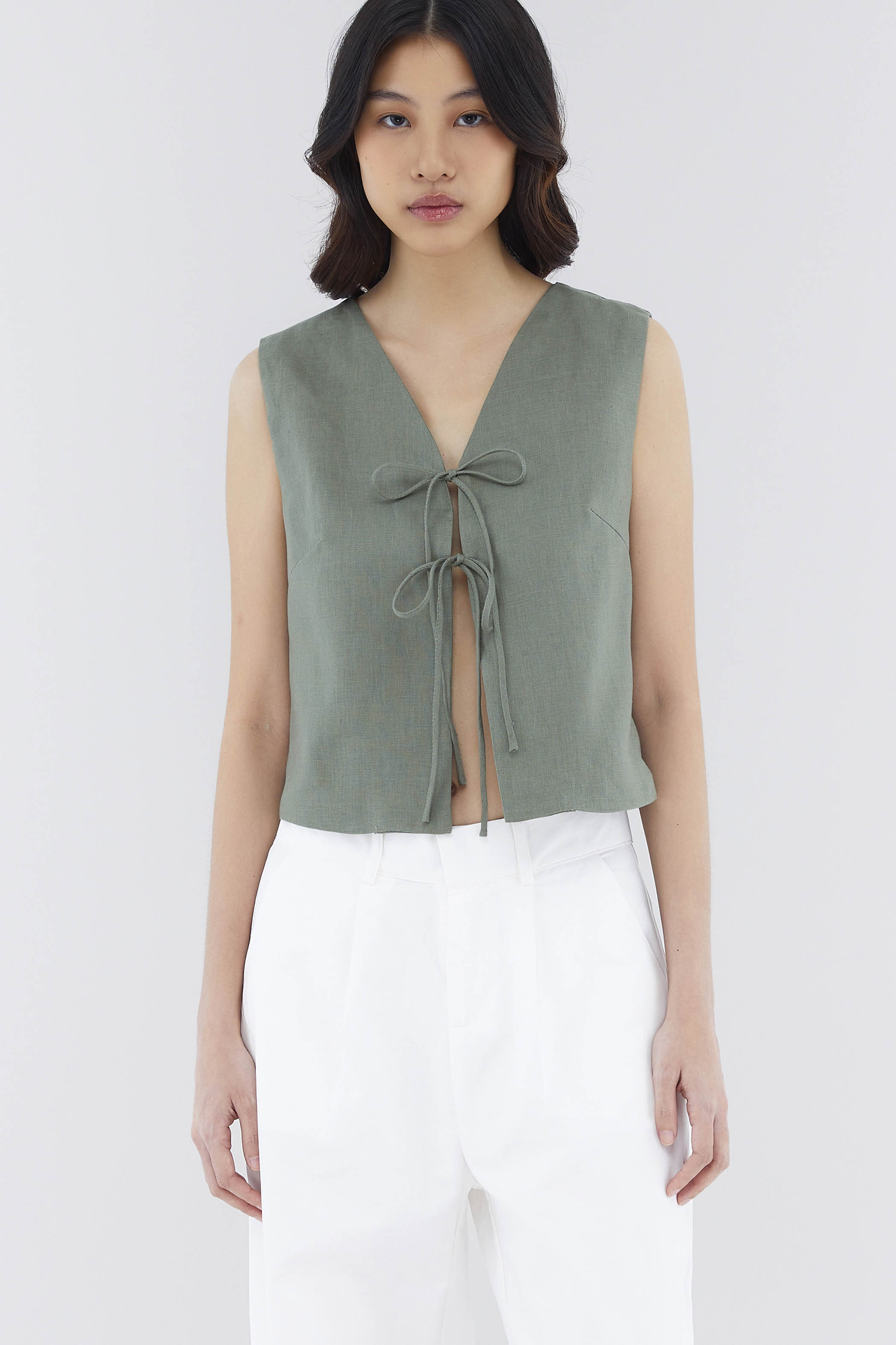 Ellendra Linen Front Tie Top