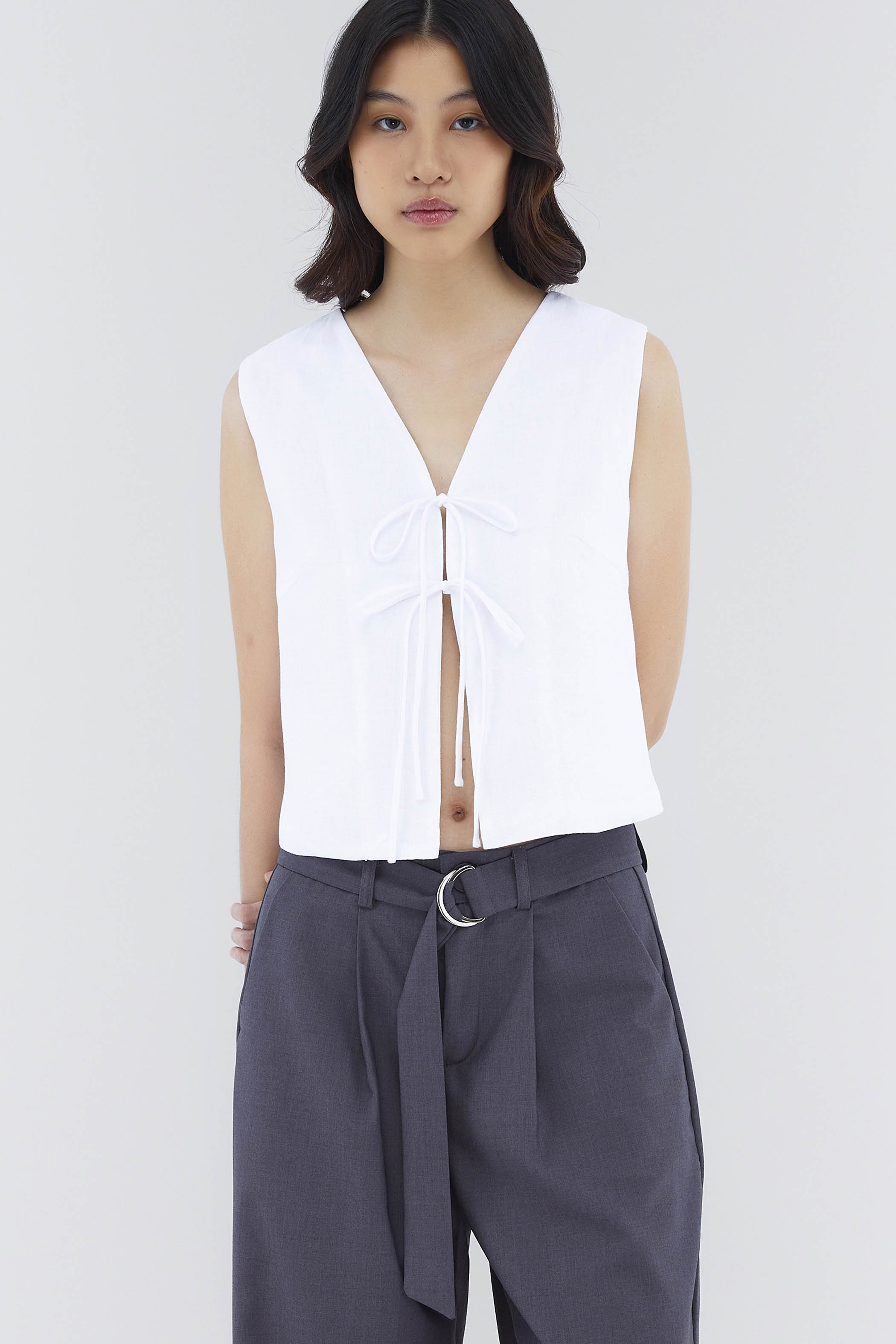 Ellendra Linen Front Tie Top