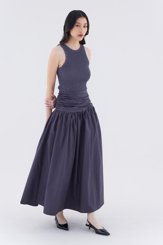 Hecver Ruched Waist Full Skirt