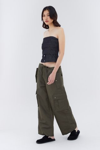 Valentia Denim Pleated Tube Top