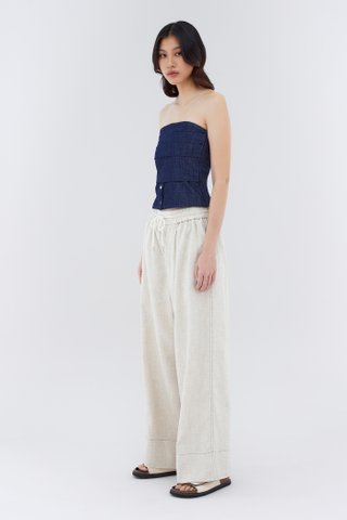 Valentia Denim Pleated Tube Top