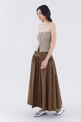 Hecver Ruched Waist Full Skirt