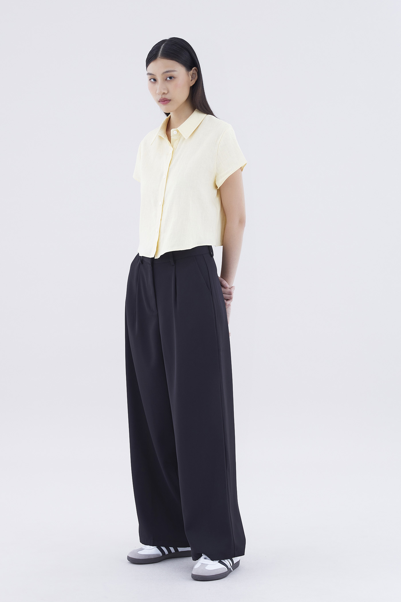 Calsey High-Rise Wide-Leg Pants