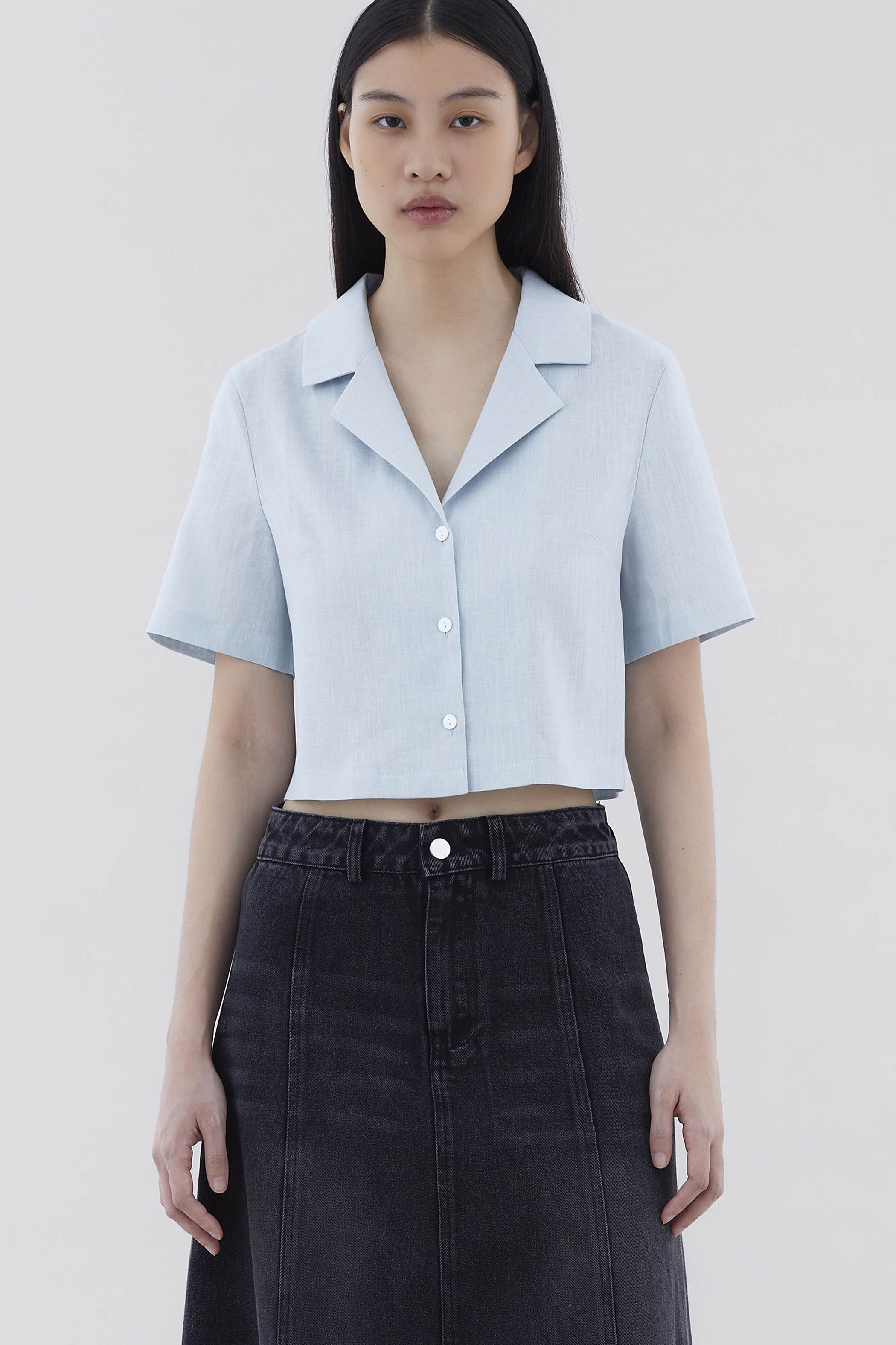 Rheta Linen Crop Shirt