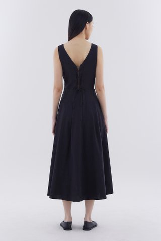 Jova Tie-Back Pleated Dress