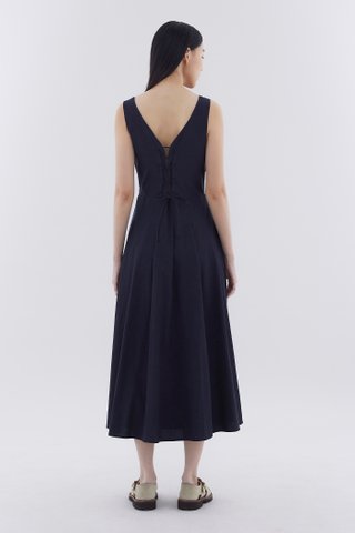 Jova Tie-Back Pleated Dress