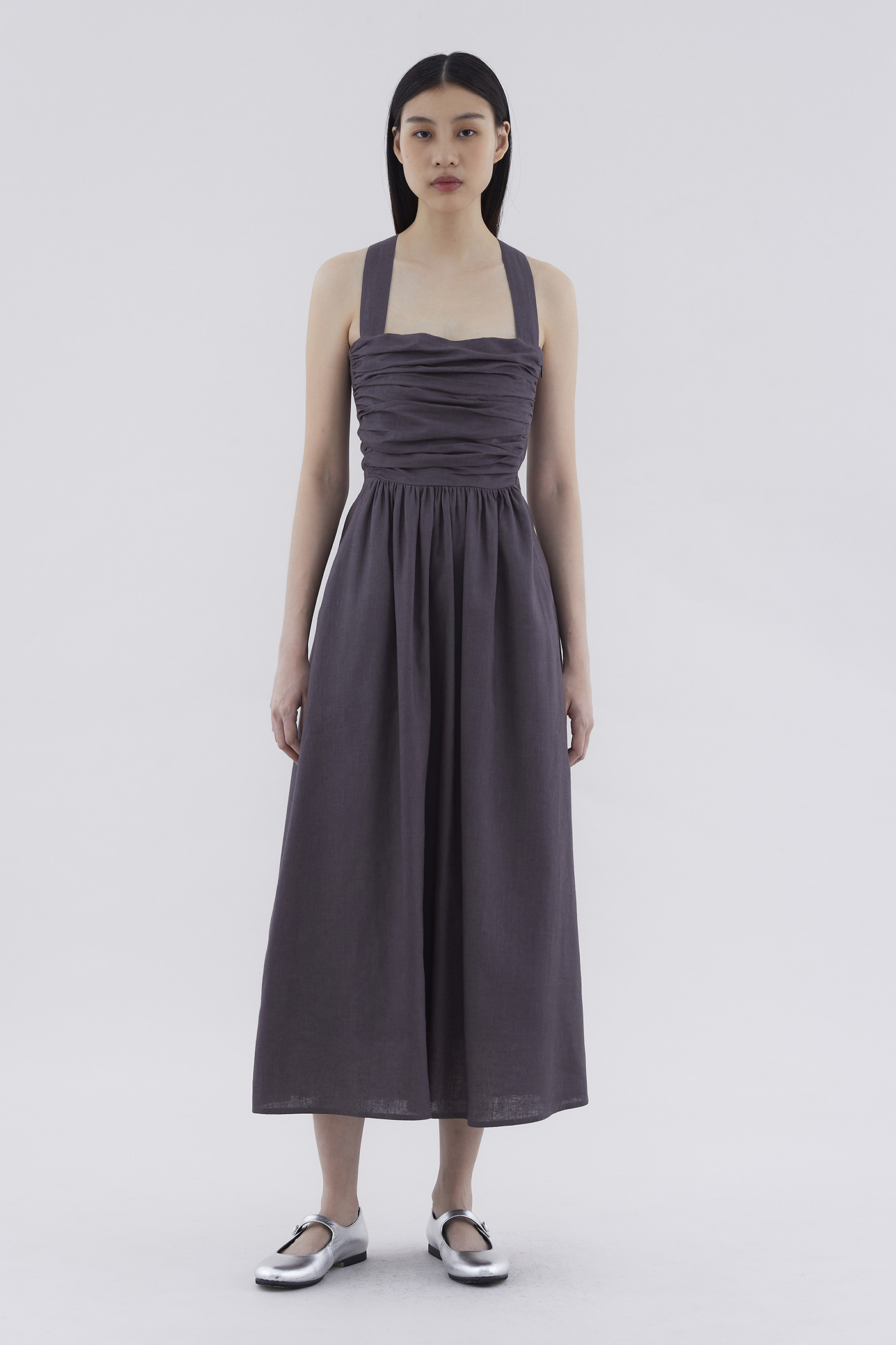 Lucano Linen Ruched Dress